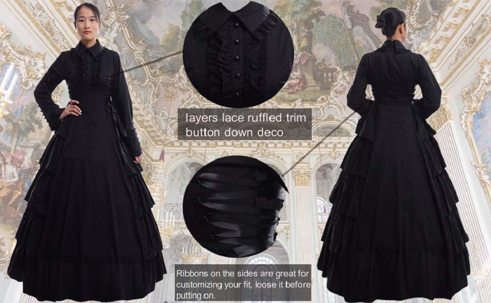 GRACEART Women Victorian Rococo Dress Gothic Ball Gown Costumes (Dress & Hoop skirt) - Image 6