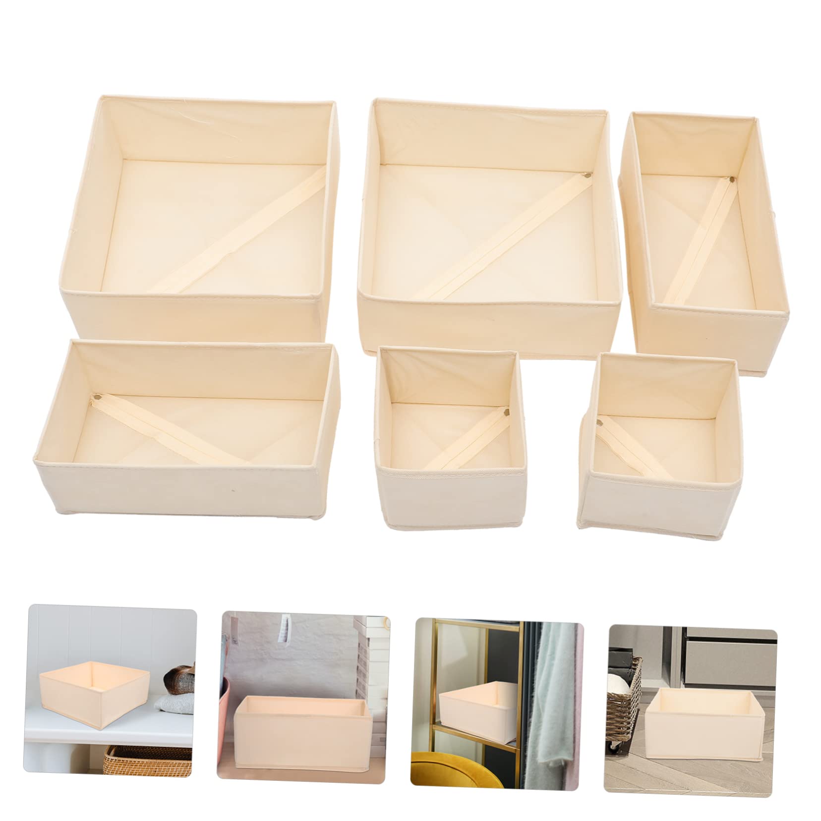 MAGICLULU Aufbewahrungsboxen Praktischer Schubladenorganizer Beige 6 Stück mit Reißverschluss Stabilem Pp Platten Rücken und Doppelt Feiner Naht für Unterwäsche und Socken