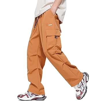 OHOTORO／Nylon Cargo Pants XYXIONGMAO Men's Orange Multi-Pocket Streetwear Cargo Pants