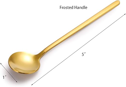 Miniatura 2 de Jucoan Paquete de 16 cucharas de café expreso Demitasse doradas, mini cucharas de postre de café de 5 pulgadas, cucharaditas de acero inoxidable
