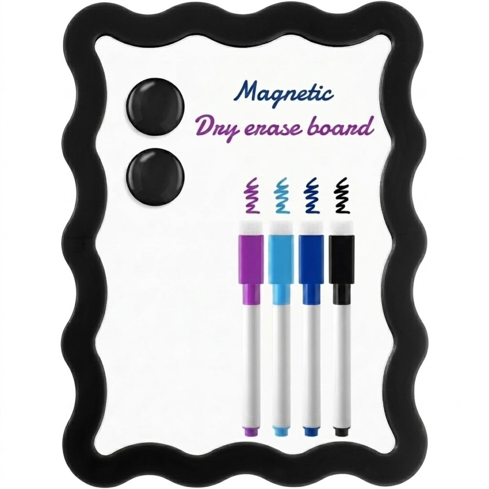 Gueevin Black Small Scalloped Magnetic Dry Erase Whiteboard, 7" x 9"