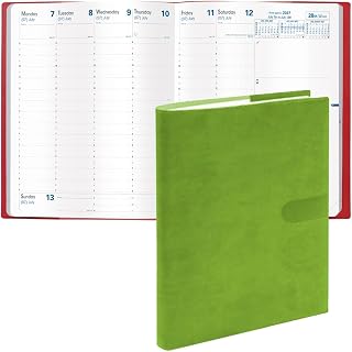 Quo Vadis 2027 President - Weekly Planner - 13 Months, Dec. to Dec. - 8 1/4" x 10 5/8" - Smooth Faux Suede Texas Bamboo Green Cover - Time Management Appointment Organizer