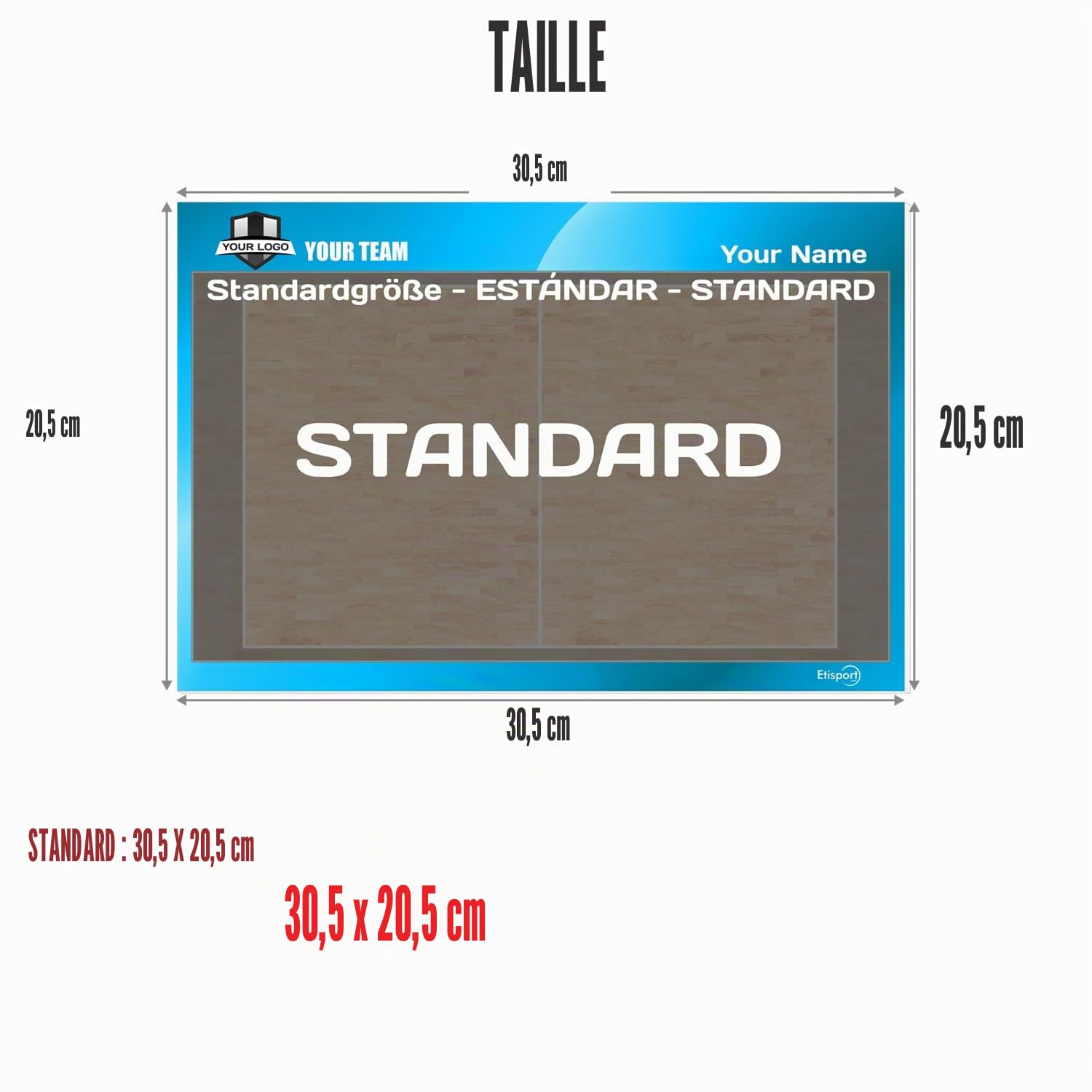 Tableau Tactique Basketball pour Entraîneur. Double Face, Marqueurs Effaçables à Sec. Personnalisé avec Nom, Logo ou Blason, Club 30,5 x 20,5cm