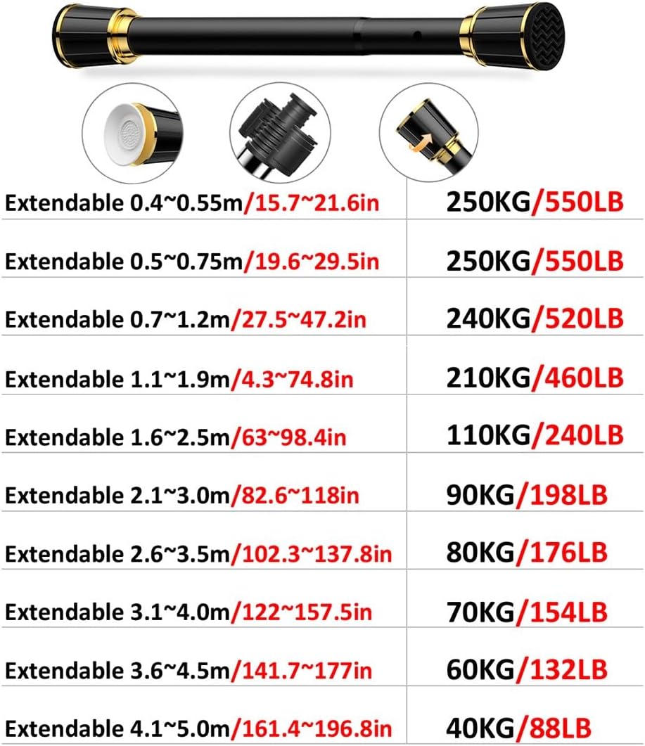 伸縮式 ピンク シャワーカーテンロッド テンションロッド キッチン クローゼット バスルーム用 ドリル不要 伸縮ロッド 2.6~3.