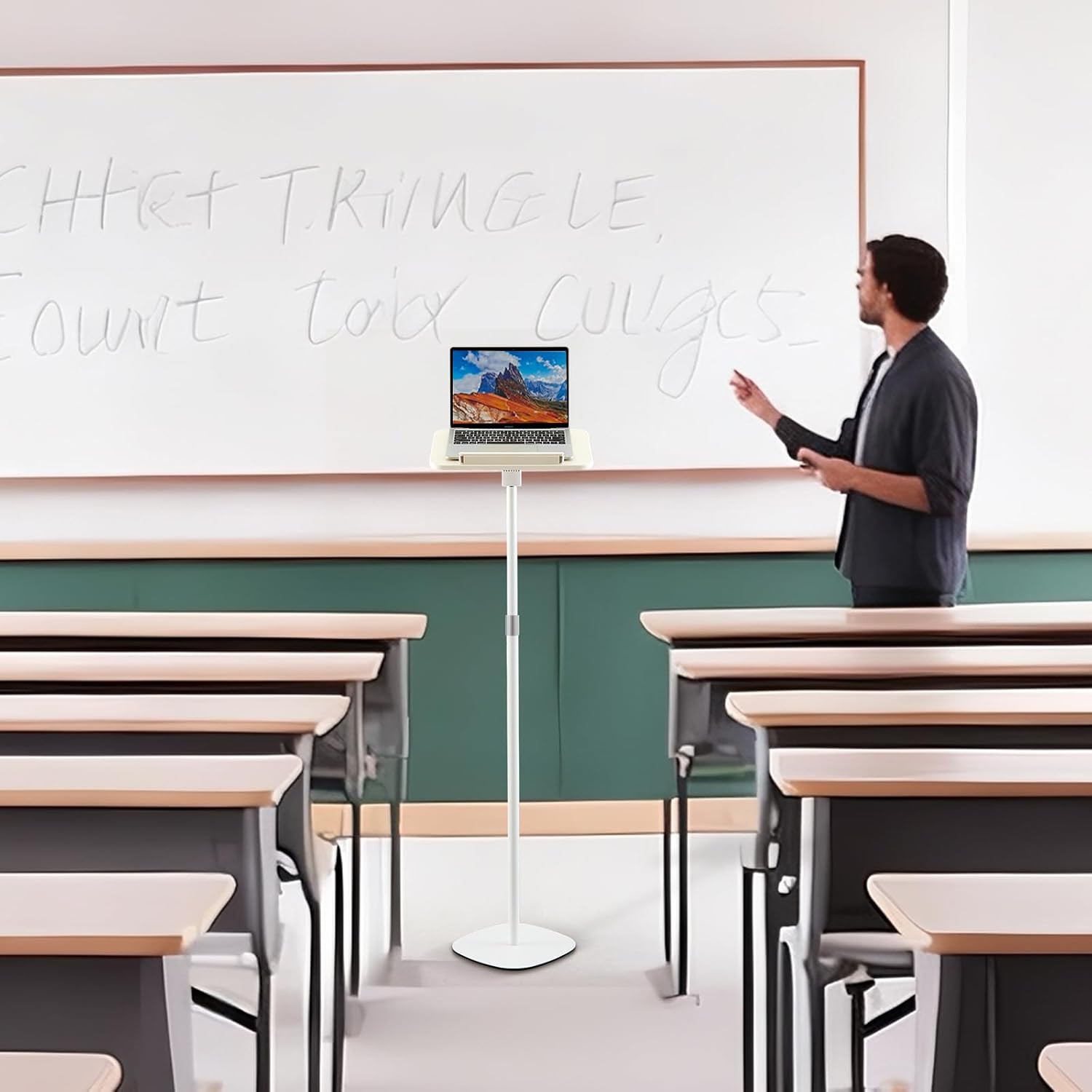 2 in 1 Dual-use Floor & Desktop Book Stand White, 19.6-54 Inch Height Adjustable, for Bible Stand Music Holder Podium Recipe Cookbook, Foldable Book Holder for Reading with Page Clips