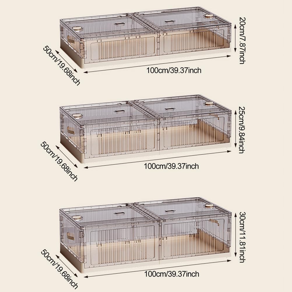 Under Bed Storage Containers with Wheels - Stackable, Large Capacity 39" Foldable Plastic Storage Boxes with Lids for Clothes, Shoes, Blankets - Perfect for Bedroom Organization,20cm