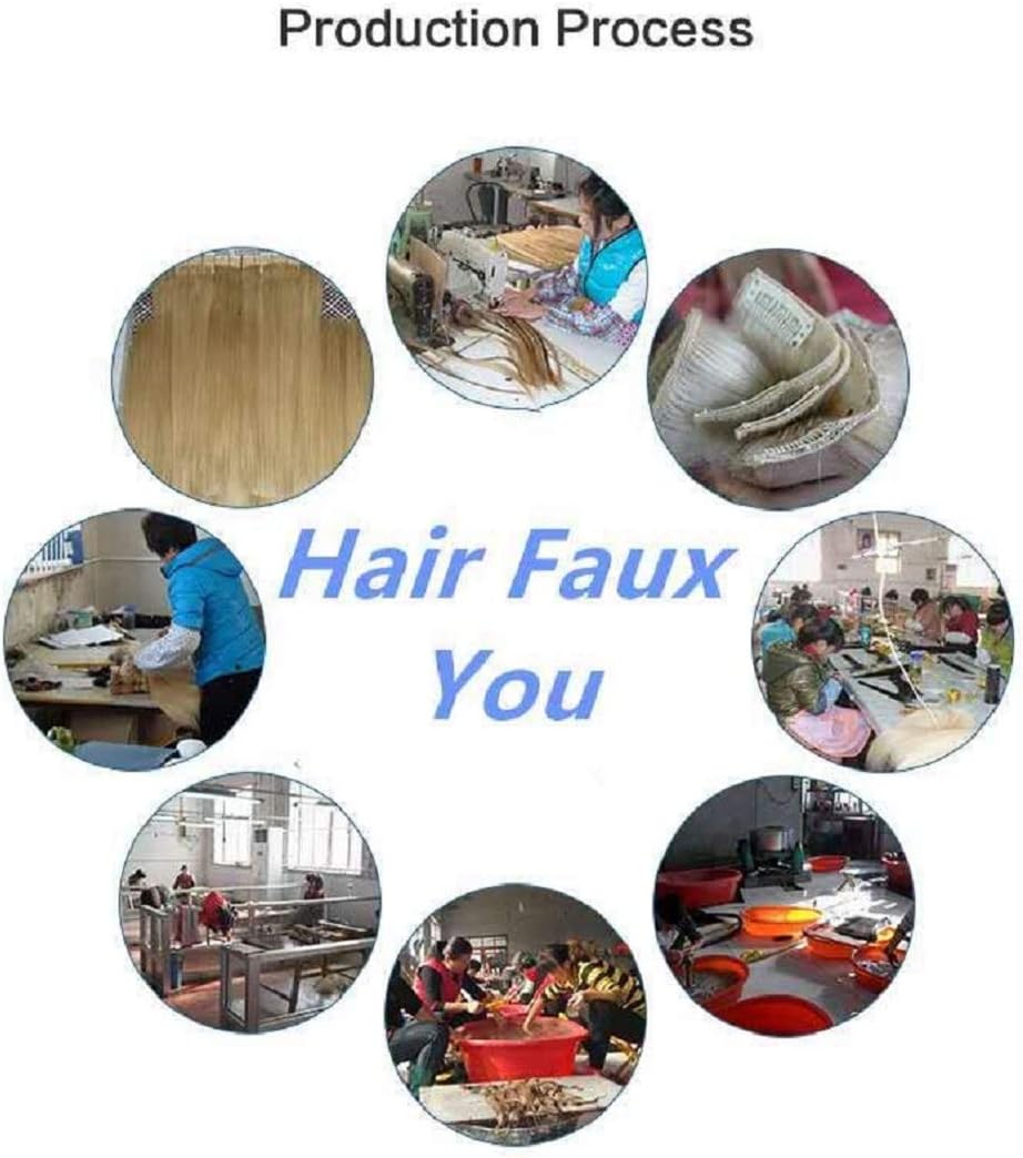 Hair Faux You 22" Clip in Hair Extensions Real Human Hair 100g Clip on for Full Head 7 pieces, 14 clips, Silky Straight Weft Remy Hair Color #18 Dark Blonde