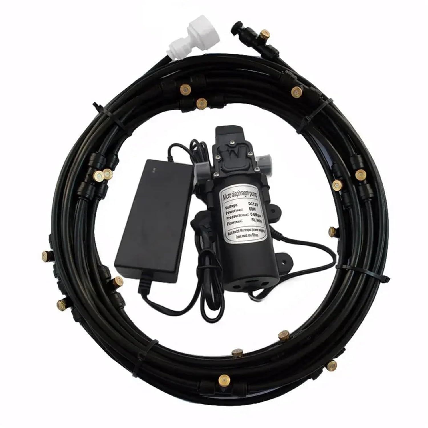 Water Misting Kit Electric Diaphragm Pump Kit Garden Sprayer Misting Cooling System Outdoor Misting Cooling System for Garden