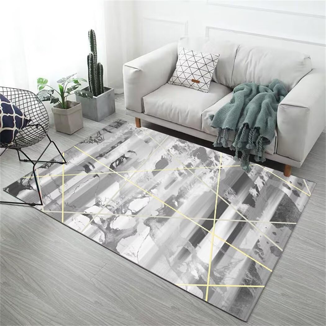 Tapis doux salon gris à rayures modernes pour entrée ou chambre