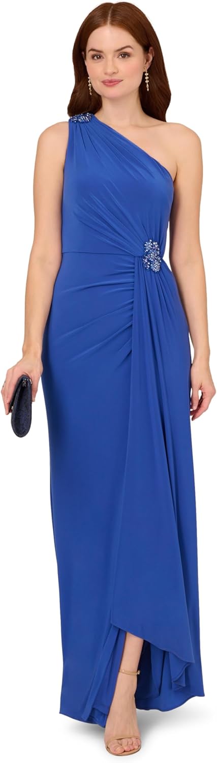 Adrianna Papell Womens Jersey Evening Gown