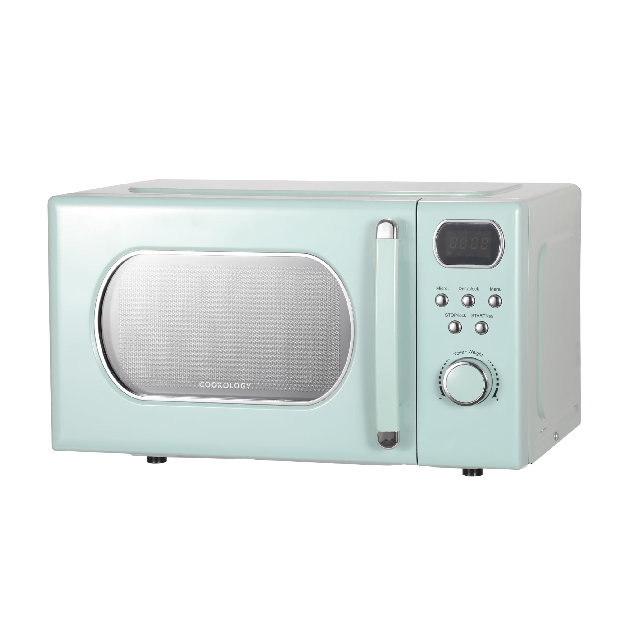 Cookology 20L Freestanding Retro Microwave 800W with 25.5cm Turntable - 8 Auto Cooking Programs - 5 Power Levels - Defrost Setting - Easy-Clean - Mint Green