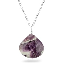 Natural Gemstones Dainty Pendant, Polished Tear-Drop Stones Necklace, Handmade Boho Hypoallergenic Jewelry for Women, Chakra Healing Crystals, Adjustable Chain-16+2inch