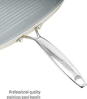 Vista 6 de Goodful Sartén antiadherente de cerámica de 11 pulgadas, ollas y sartenes aptas para lavavajillas, mango de acero inoxidable de agarre cómodo, Crema