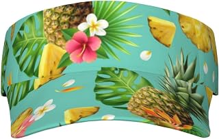XIXIAN Tropical Pineapple Printed Adult Sunscreen Visor Cap Lightweight and Breathable Adult Sun Visor Empty top hat Versatile Outdoor hat Black