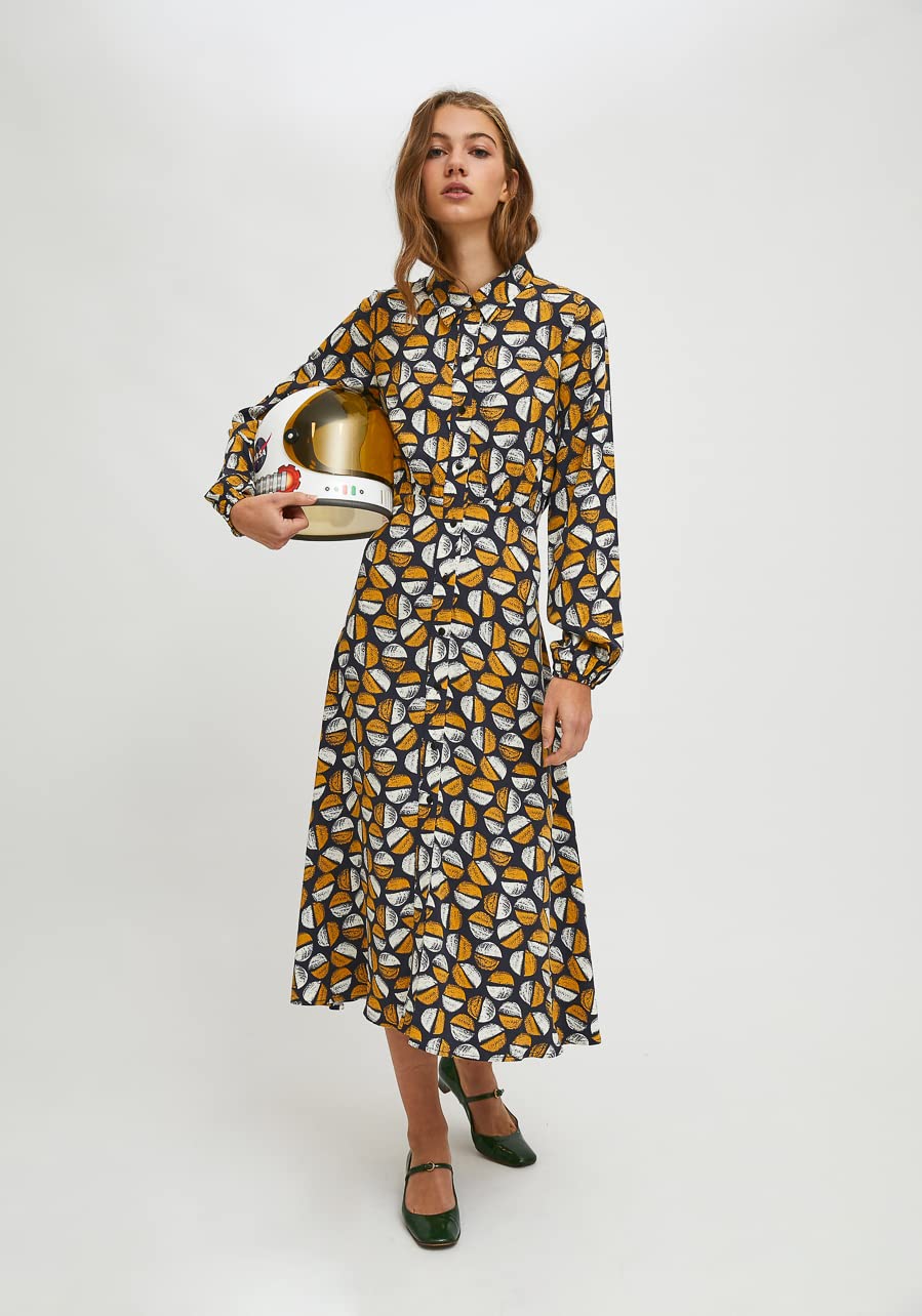 Compania Fantastica FA21COC06 - Vestido camisero midi con estampado de granos de café