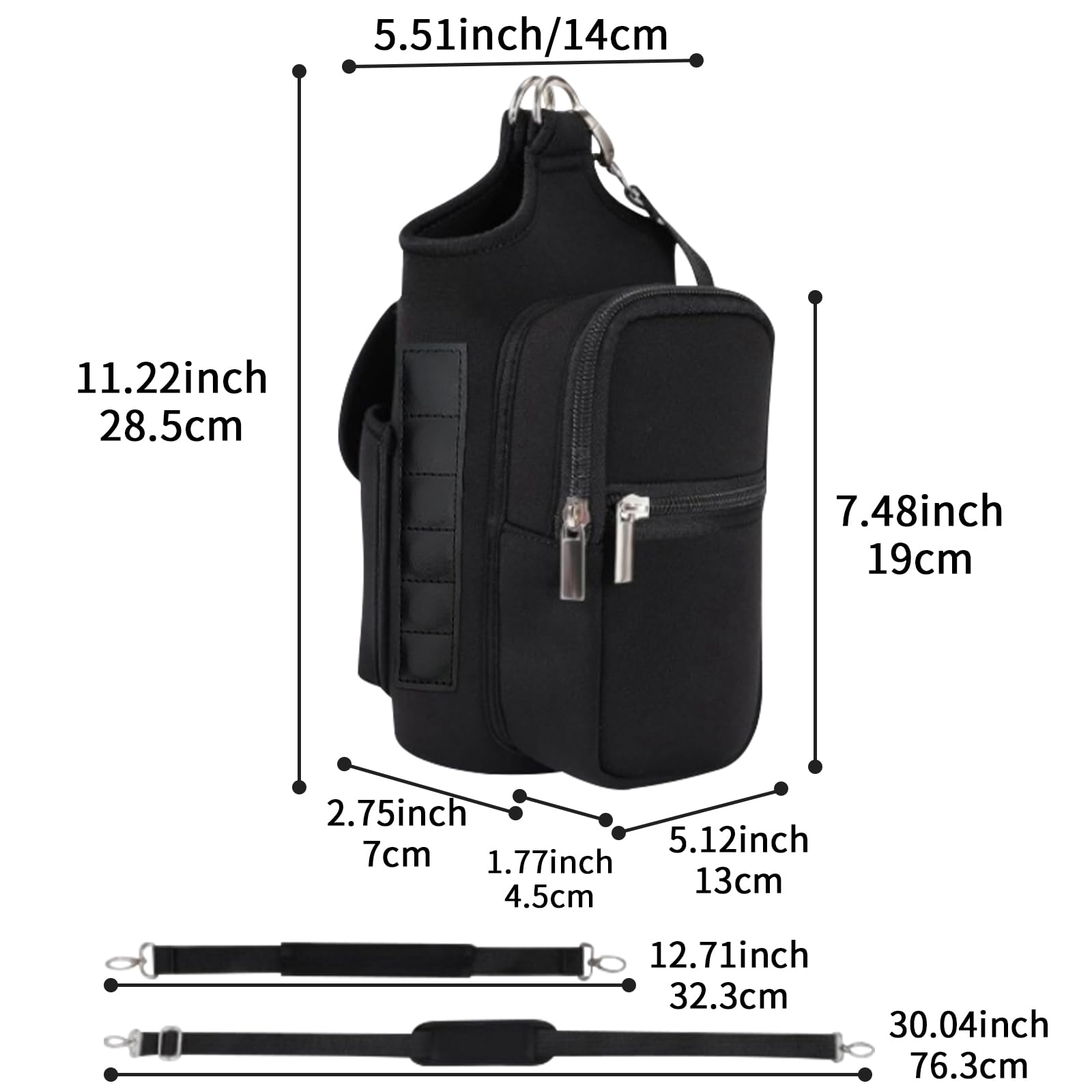 Magnetic Water Bottle Carrier Bag – Insulated Neoprene Sleeve With Phone Pocket & Strap – Great For Gym, Hiking, Travel