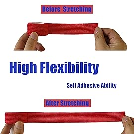 Baisunt 6 Pack 1 Inches Cohesive Bandage Self Adhesive Wrap Elastic Self Adherent Vet Wrap Breathable Self Stick Tape for Wrist, Ankle, Sports, Tatoo Wrap(5 Yards, Red)