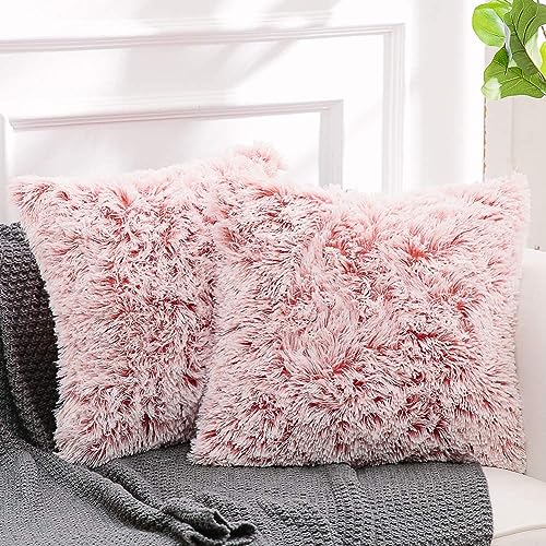 Image of Faux Fur Throw Pillow Covers for Couch Decorative Pillows 24x24 Inches