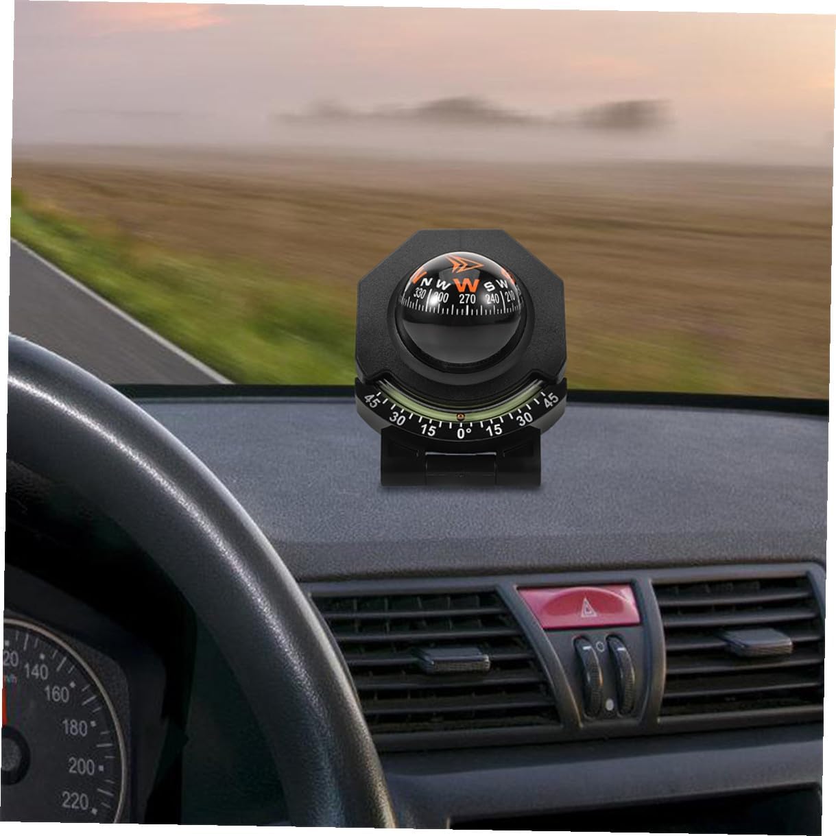 2pcs Auto Compass for Car Dashboard with Inclinometer, High Precision Foldable Vehicle Navigation Compass for Cars and Marine Use