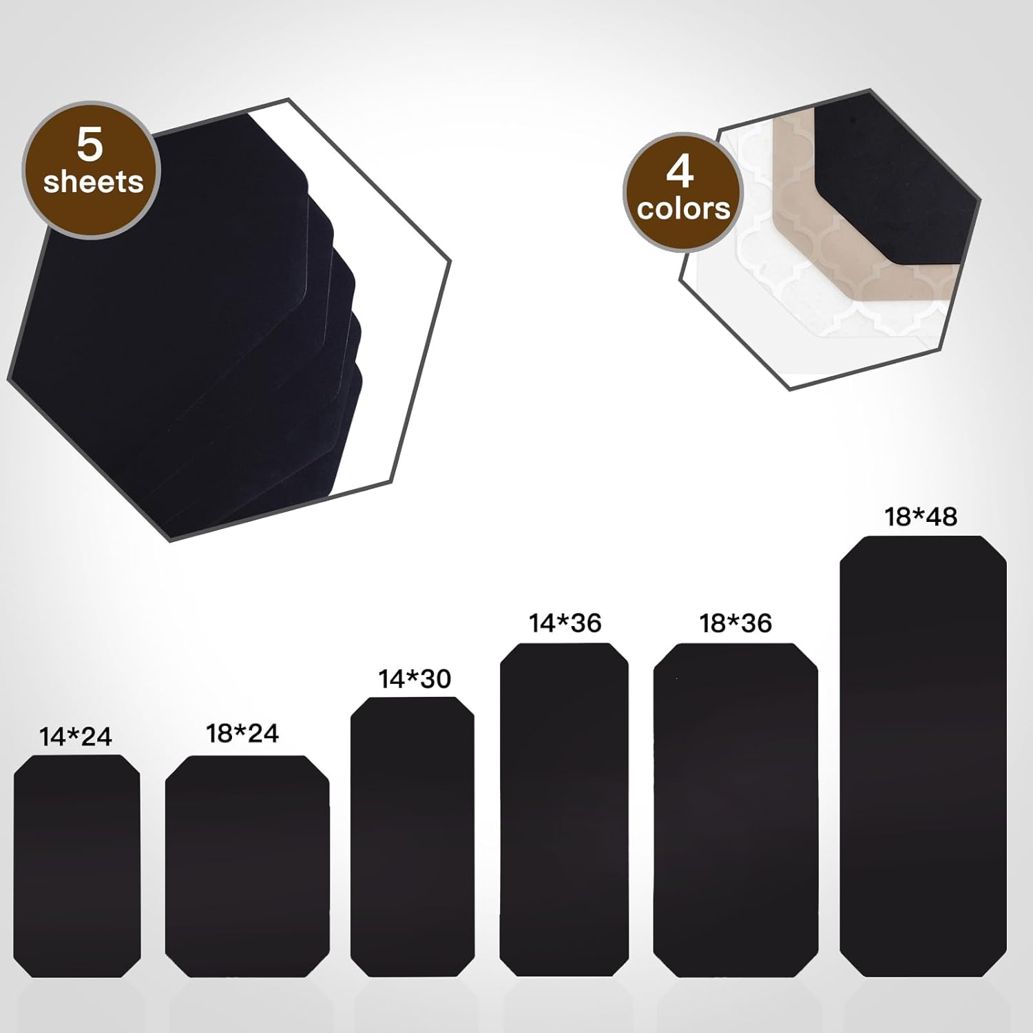 Poofzy Wire Shelf Liner 18 x 24, Set of 5 Shelf Liners for Wire Shelving Plastic Non-Adhesive for Pantry, Kitchen Cabinets (Black) Black 18"x24" 5pcs