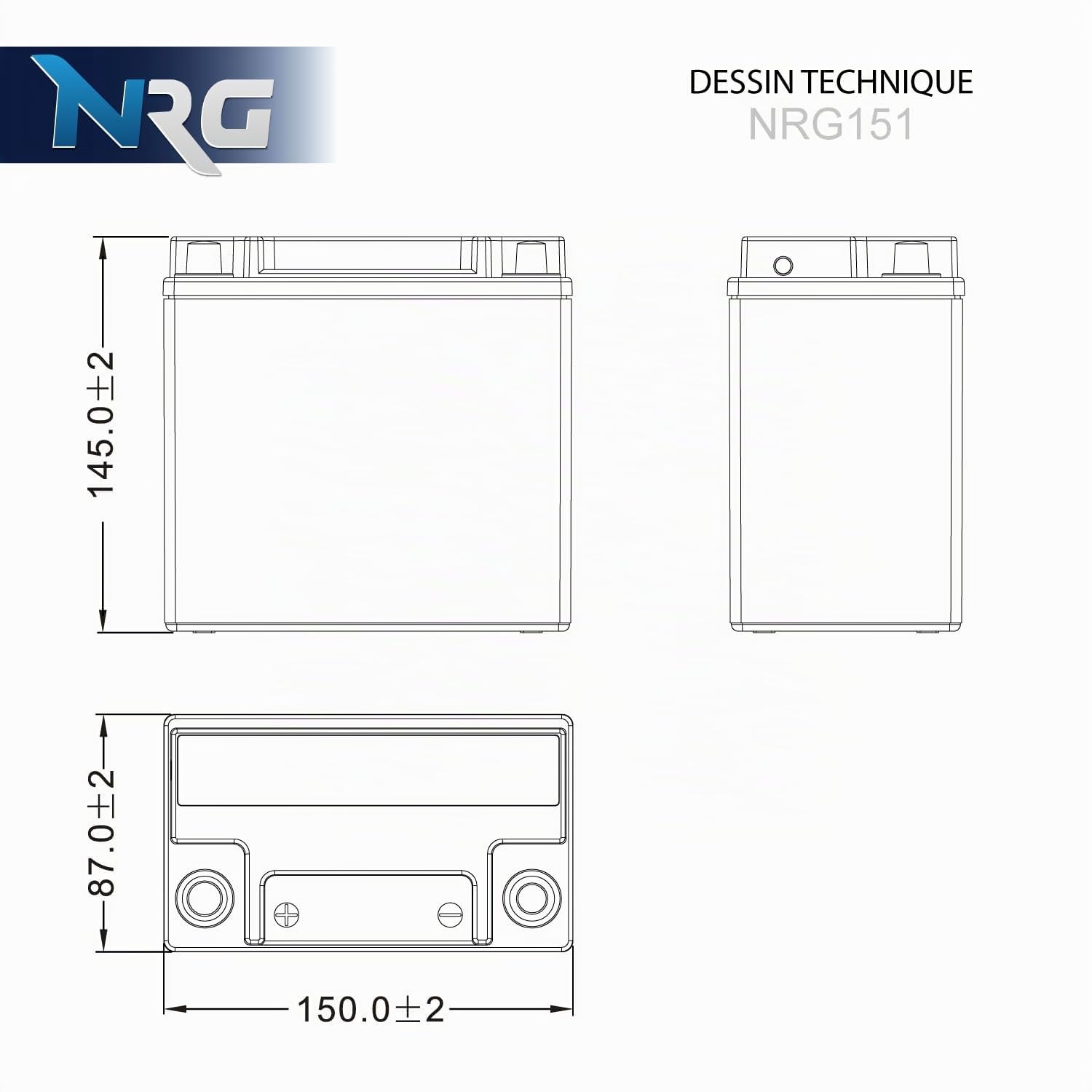 NRG batterie auxiliaire 12V 15Ah GEL auto backup CX23-10C655-AC EK151