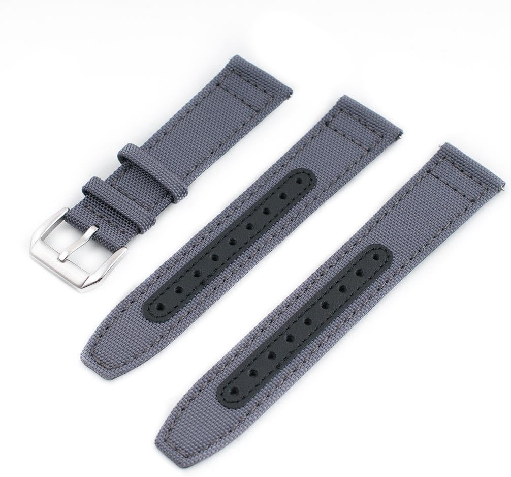 StrapHabit Quick Release Watch Band Replacement Sailcloth Watch Strap - Two Lengths - Nylon Leather Watch Strap - 19mm 20mm 21mm 22mm