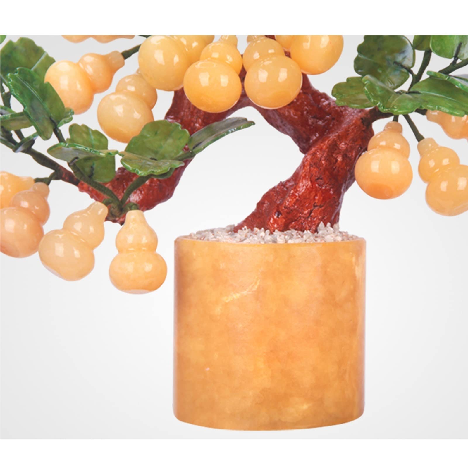 Albero Bonsai Artificiale Bonsai Artificiale Intaglio di Giada Zucca di Giada Bonsai Tavolo Display Feng Shui Ornamenti di Buon auspicio Interni Casa Ornamenti Bonsai Display da Tavolo Pianta Finta