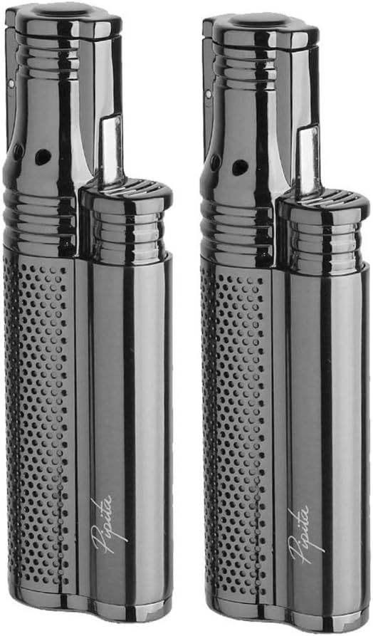 PIPITA 2 Pack Windproof Torch Lighter Gas Butane Refillable,Adjustable Flame Portable Single Torch Turbo Jet Lighter (Sold without Gas)