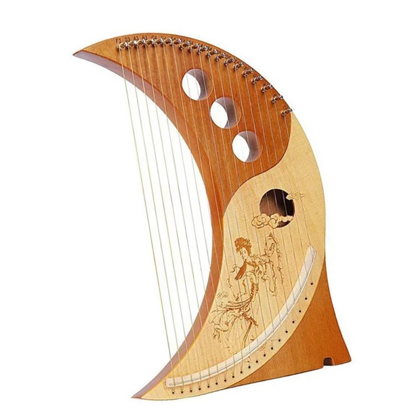 harfe instrument 19-saitige Lyra Massivholzfurnier-Harfe Phonetische Symbole Exquisite Schnitzereien Musikinstrument Mit Stimmschlüssel