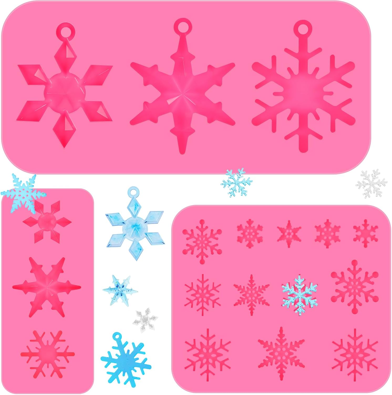 Patelai Christmas Snowflake Resin Molds Silicone,3 Pcs