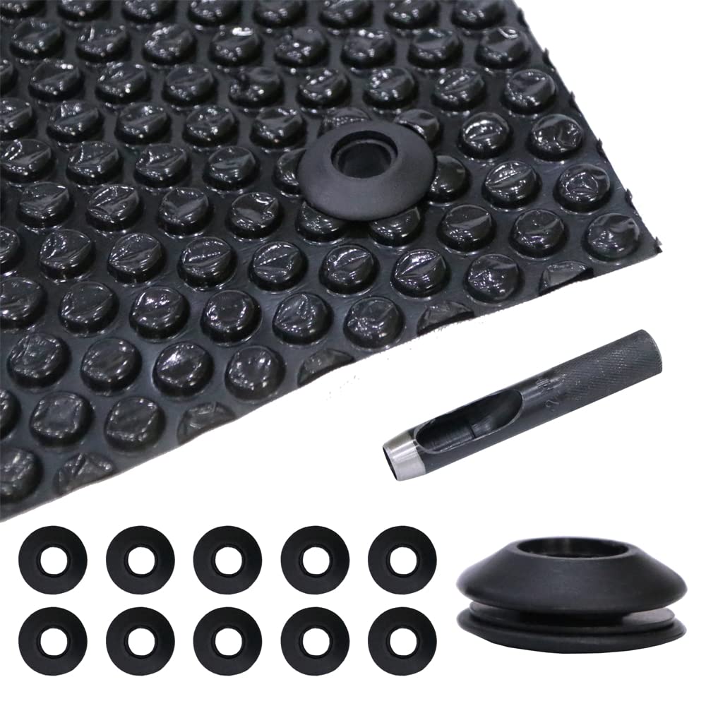 Melko Lot de 10 œillets noirs avec poinçon pour film solaire de piscine - Œillets en plastique - 28 x 28 x 12 mm - Inoxydable - Pour film de piscine
