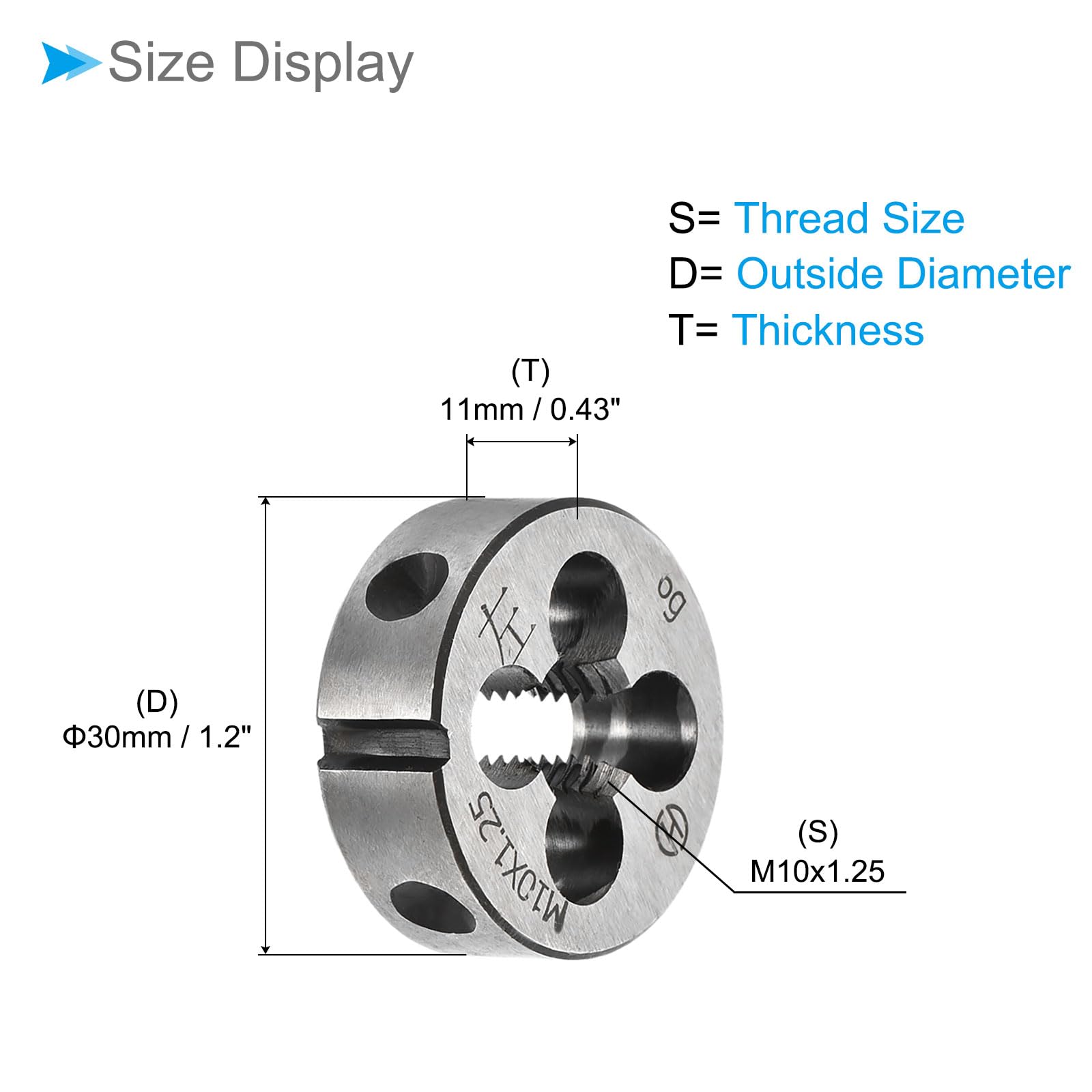 CoCud Round Thread Repair Die, M10x1.25 Die 30mm OD - Image 2