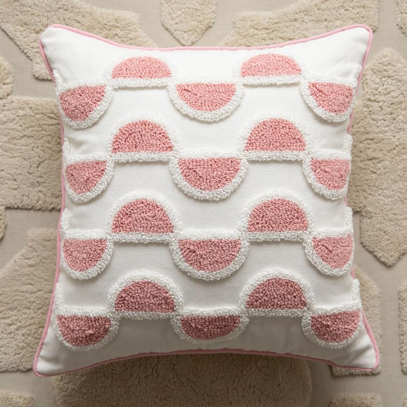 Nvzi Funda de almohada bordada estilo granja, diseño étnico bohemio con borlas, para sofá, mesita de noche, oficina, 17 x 17 pulgadas (05) b