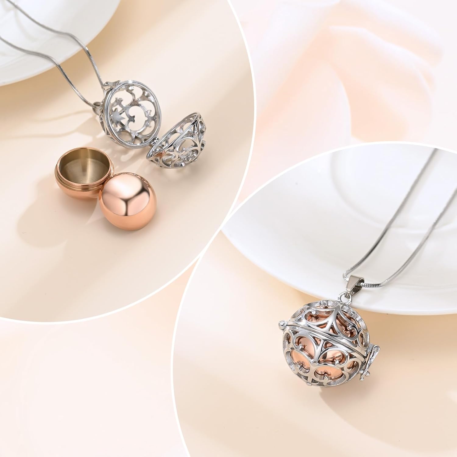 Cremation Jewelry Urn Necklace for Ashes with Hollow Mini Ball Keepsake Urn Pendant Memorial Jewelry for Ashes - Image 6