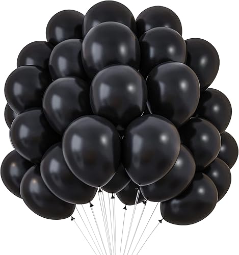 RUBFAC 120 globos negros de látex de 12 pulgadas, globos negros mate para cumpleaños, baby shower, graduación, aniversario, boda, fiesta,