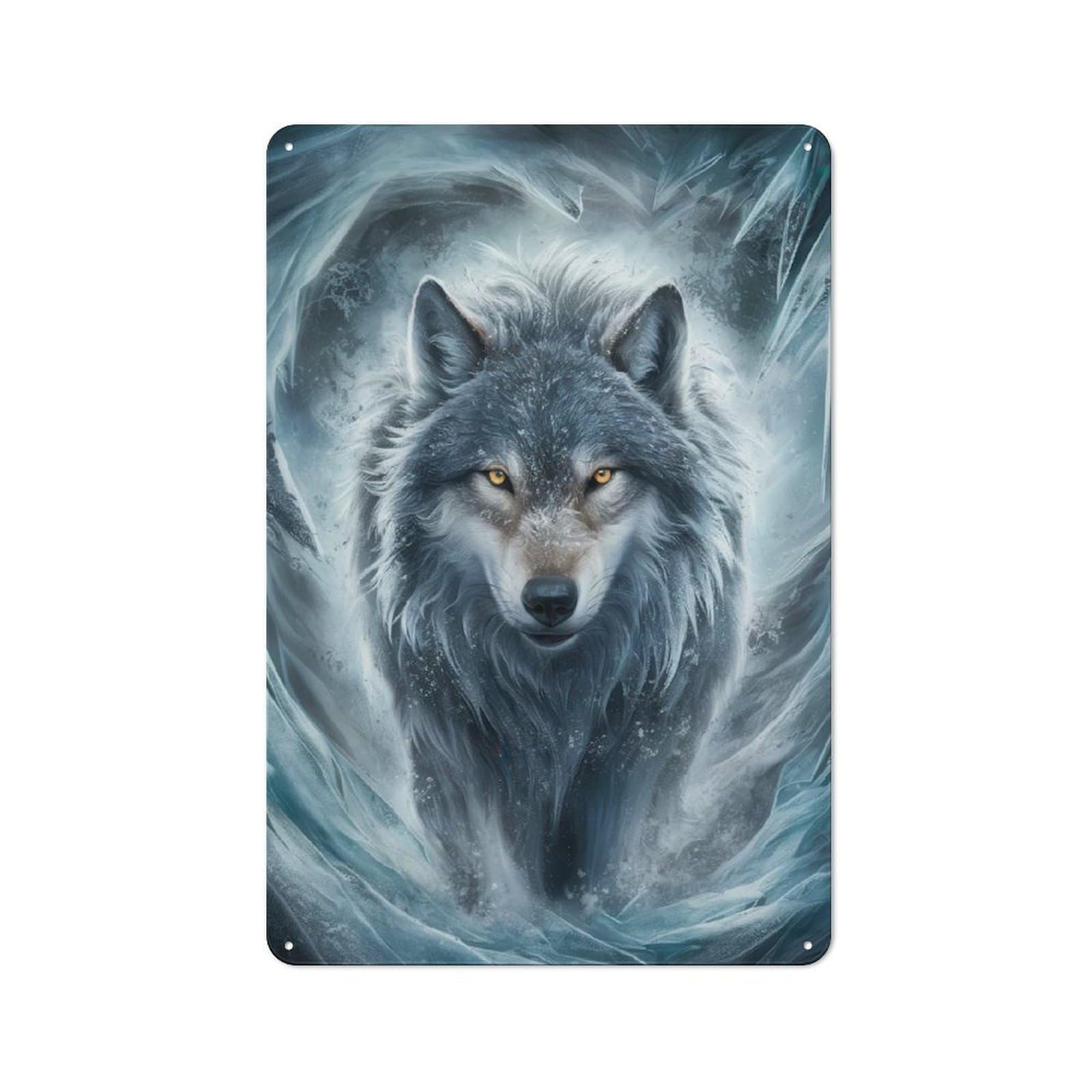 Junmoney Ice Age Wolf Metal Sign 30X20cm With For Garage Wall, Vintage Decor, Winter Wall Decor For People Furnishing A Garage