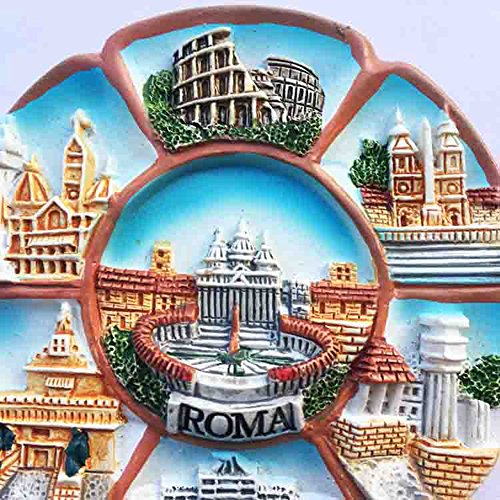 Imán decorativo resina Roma 8 × 8 cm redondo miniatura 6