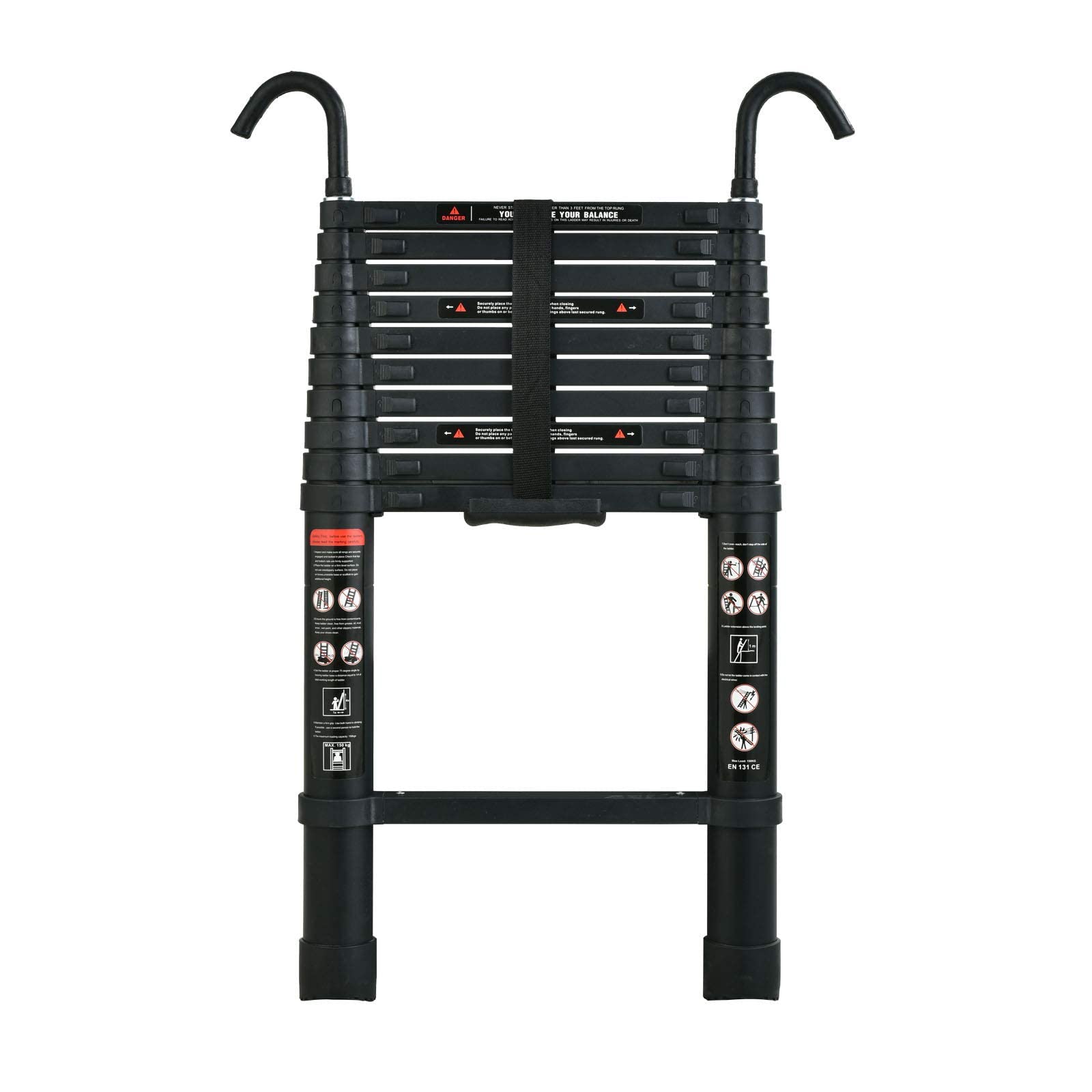 Aluminum Telescopic Ladder With 360° Hook, Extendable 3.2m–8m, Lightweight & Portable For Roofing, Household & Outdoor Jobs, Holds 330 Lbs – 8.1m/26ft