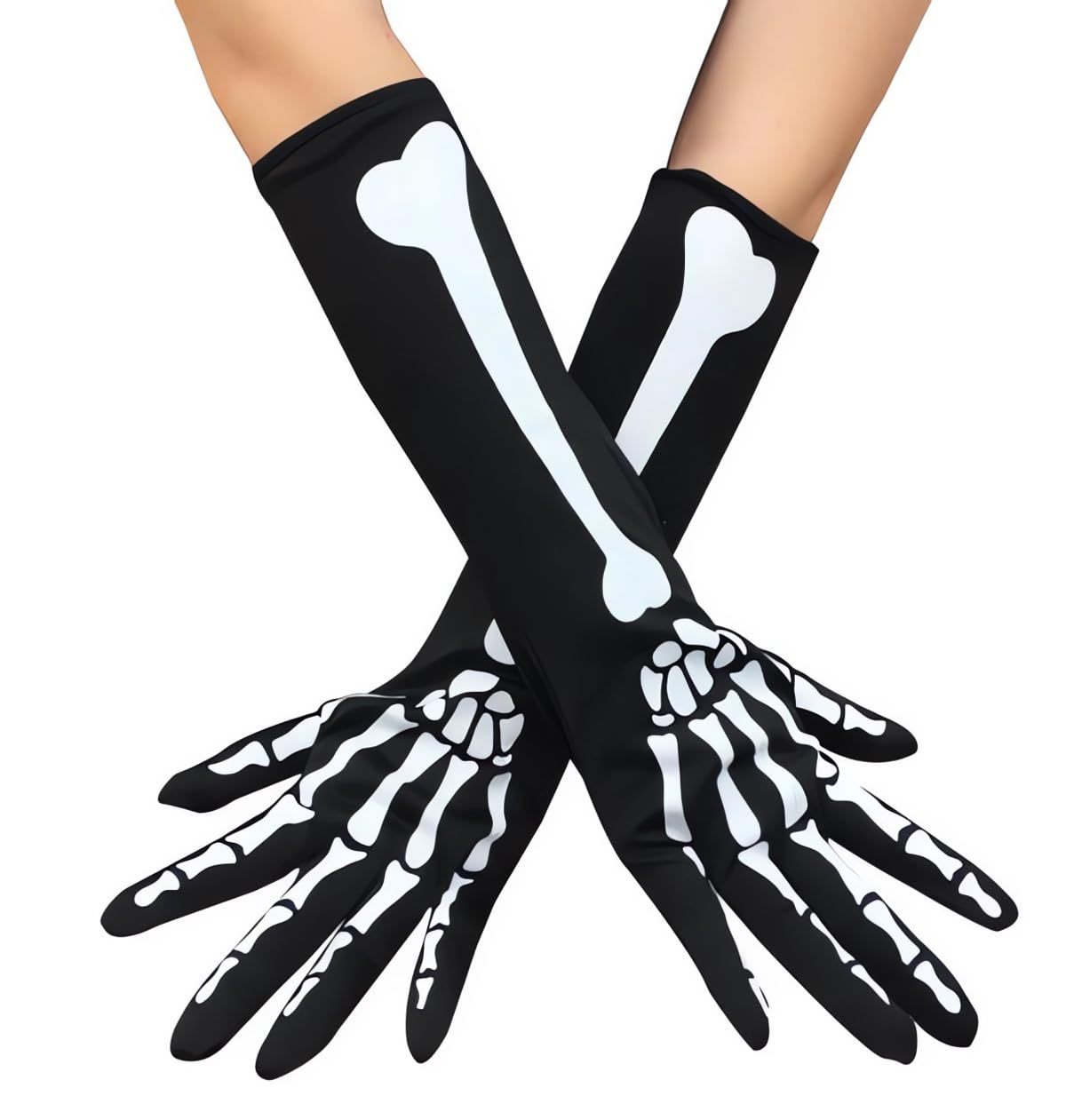 Halloween Skeleton Gloves, Skull Claw Ghost Bone Gloves for Halloween Cosplay Party Props, Stretchy Funny Skull Bone Full Finger Gloves for Men Women Teens Halloween Costume Accessories