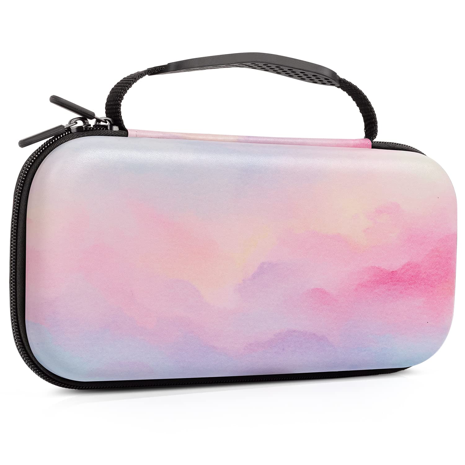 Lokigo Carry Case Compatible for Nintendo Switch/Switch OLED, Protective Travel Switch Carrying Case Boys Girls with 16 Game Card Slots for Console & Accessories, Ombre Cloud