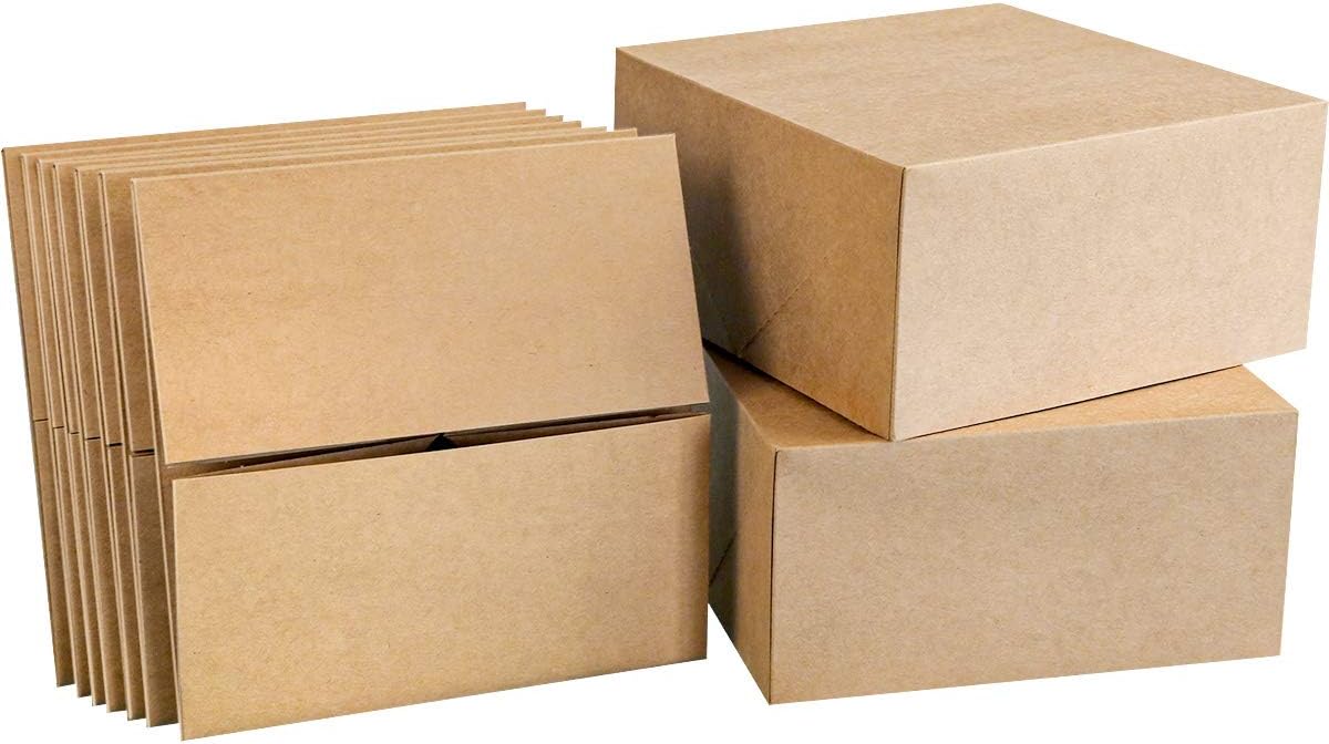 ONE MORE [15-Pack] Gift Boxes 8 x 8 x 4 Brown Paper Gift Boxes with Lids for Gifts Crafting Cupcake Boxes Pack of 15