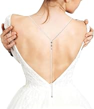 NICENEEDED Rhinestone Chain Necklace Body Chain for Women with Wedding Backdrop Design