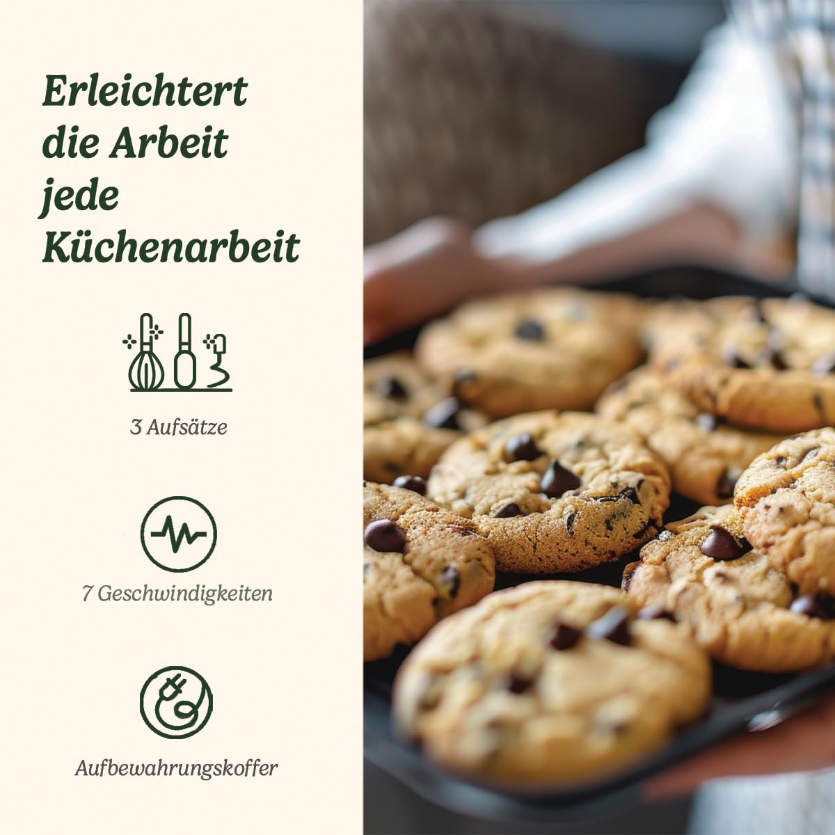 Cuisinart Power Advantage 7-Gang-Handmixer | Schneebesen | Knethaken | Rührbesen aus Edelstahl | 7 Geschwindigkeiten | 200W Motor | Aufsteckbarer Aufbewahrungskoffer | Elektrischer Handmixer, Silber