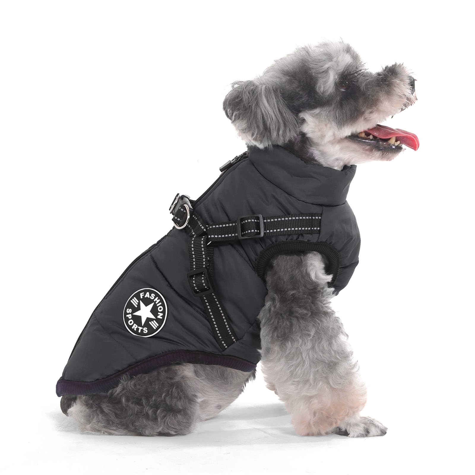 Aywoja Cappotto Cane Invernale, caldo, cappotto per cani con pettorina, impermeabile, lavabile in lavatrice, con strisce riflettenti, resistente anello a D