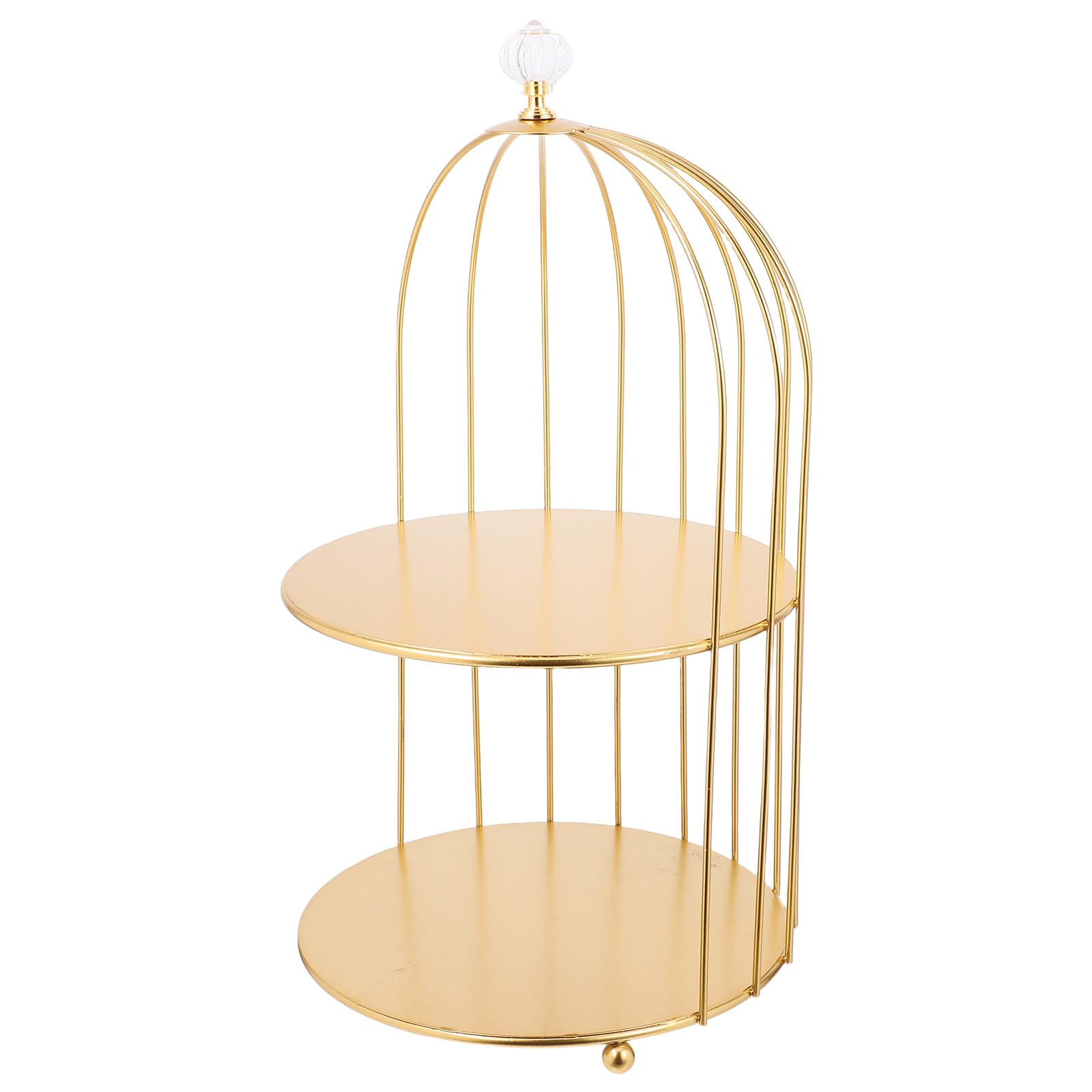 Vintage Vogelkäfig Kuchenständer aus Eisen 2 stöckig Goldfarbener Stabiler und Eleganter Dessertständer für Cupcakes bei Hochzeiten und Events