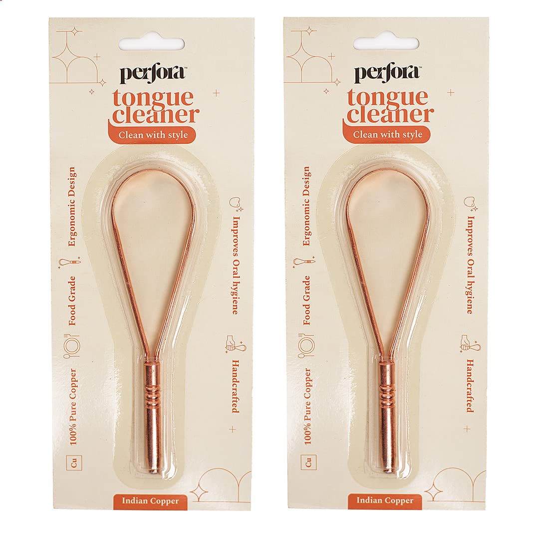 Perfora Copper Tongue Cleaner for Men and Women (Pack of 2) For Fresh