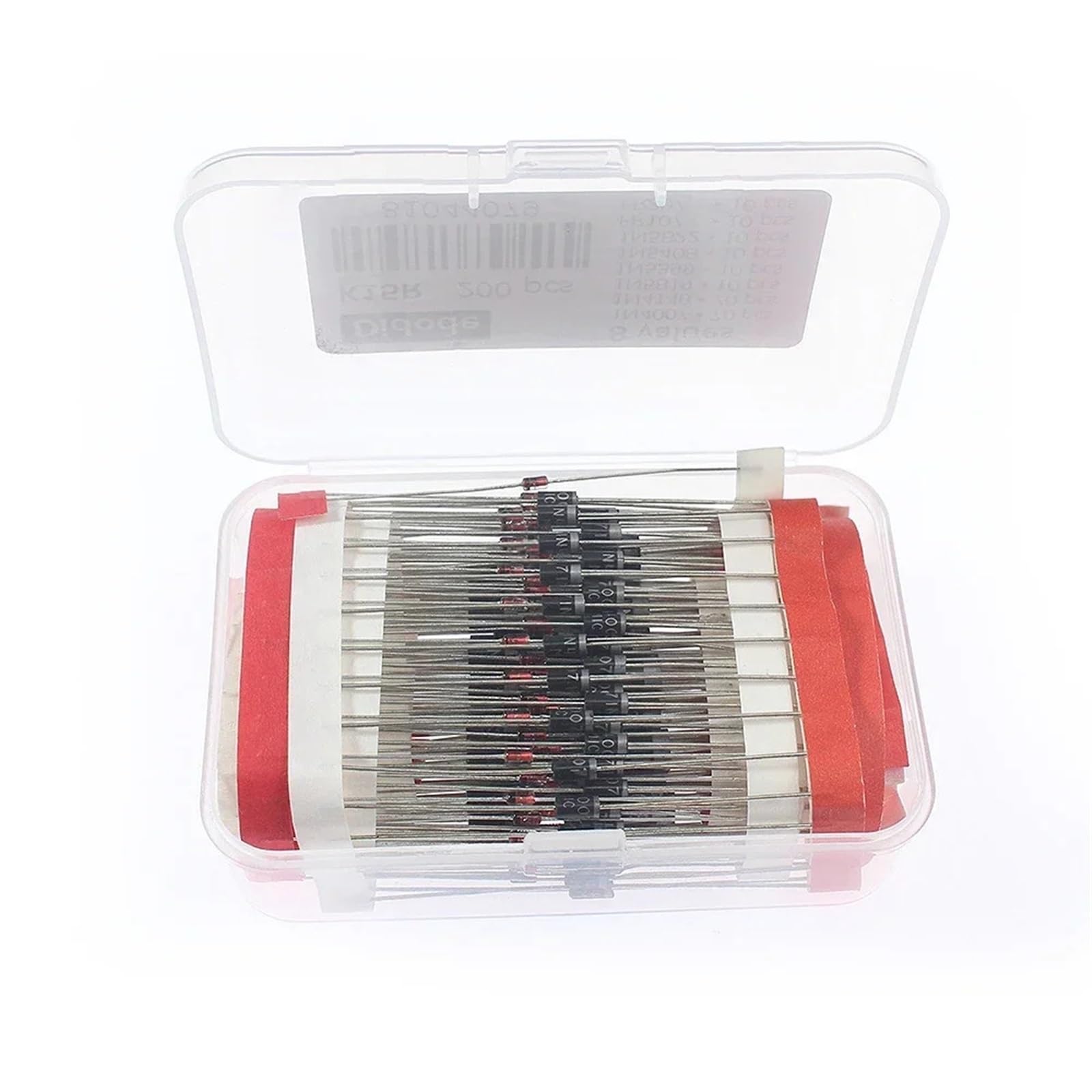 Kit Surtido de 200 diodos 8 valores: 1N4148, 1N4007, 1N5819, 1N5399, 1N5408, 1N5822, FR107, FR207, diodo Schottky/diodo rectificador