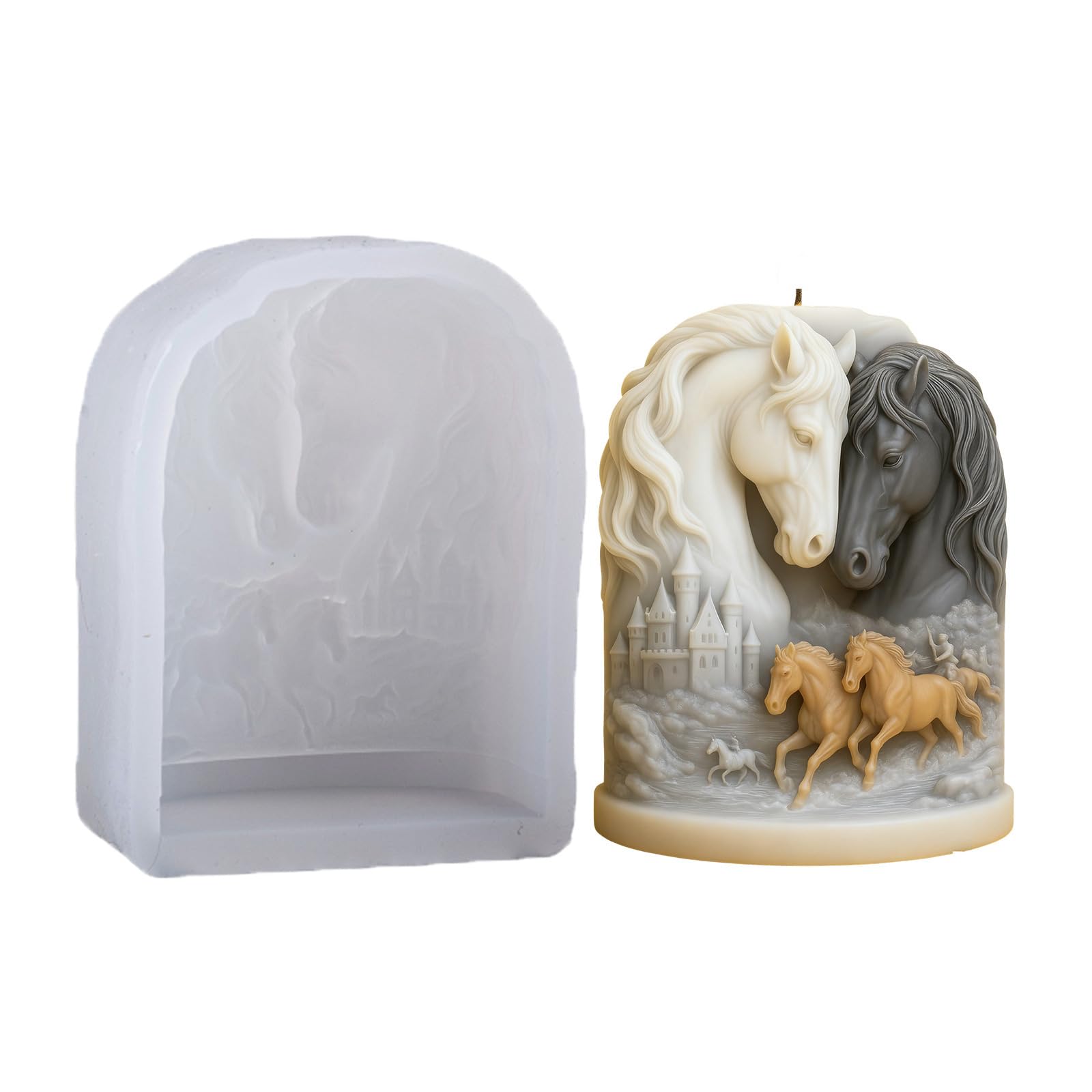 Xjdzineq Artistic Horse and Castles Silicone for Soap and Chocolate Craft Silicone Horse