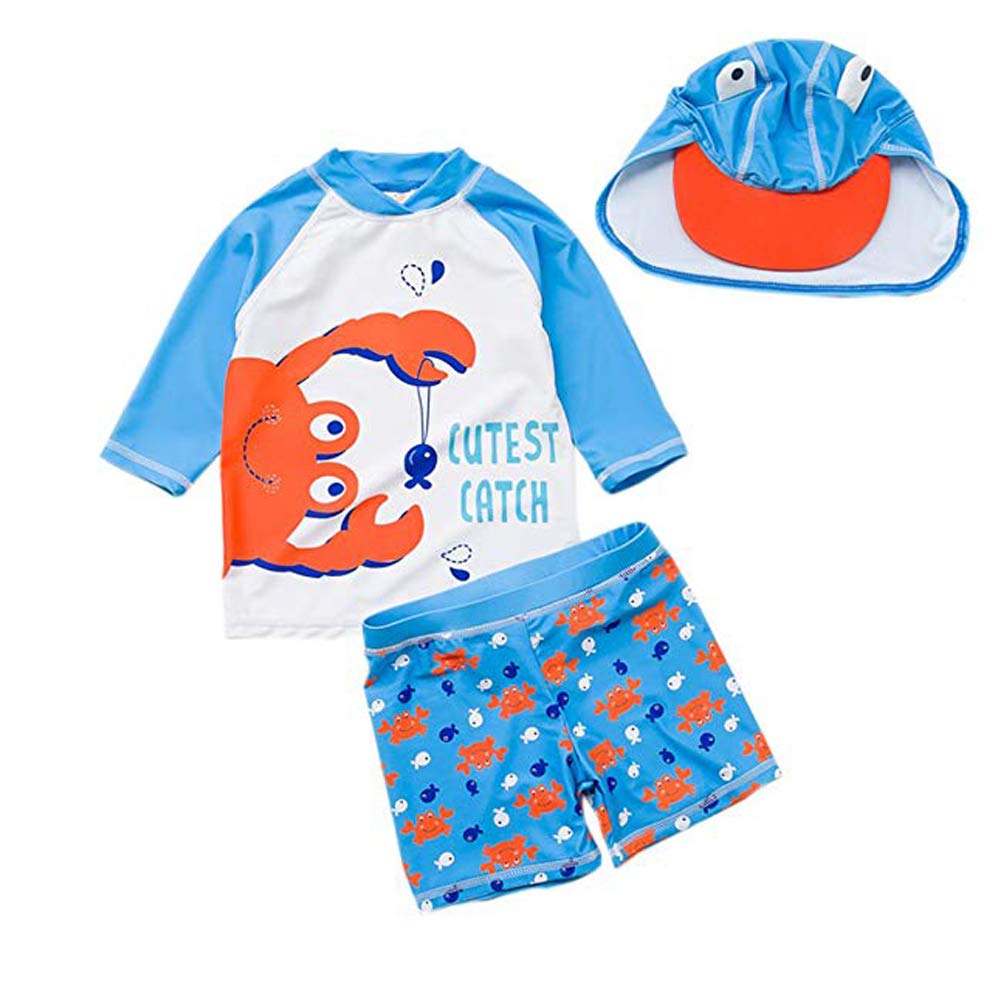 Buy Baby Toddler Boys Two Pieces Swimsuit Set Swimwear Crab Bathing Suit Guards with Hat UPF 50