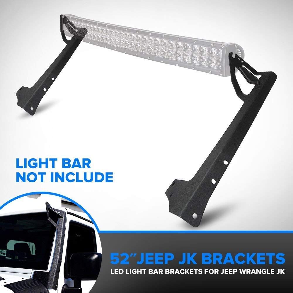 AUXTINGS Staffa di montaggio per parabrezza superiore per barra luminosa a LED da 52 pollici 2007-2017 Wrangler JK 4WD, Wrangler Unlimited JK 4WD / 2WD
